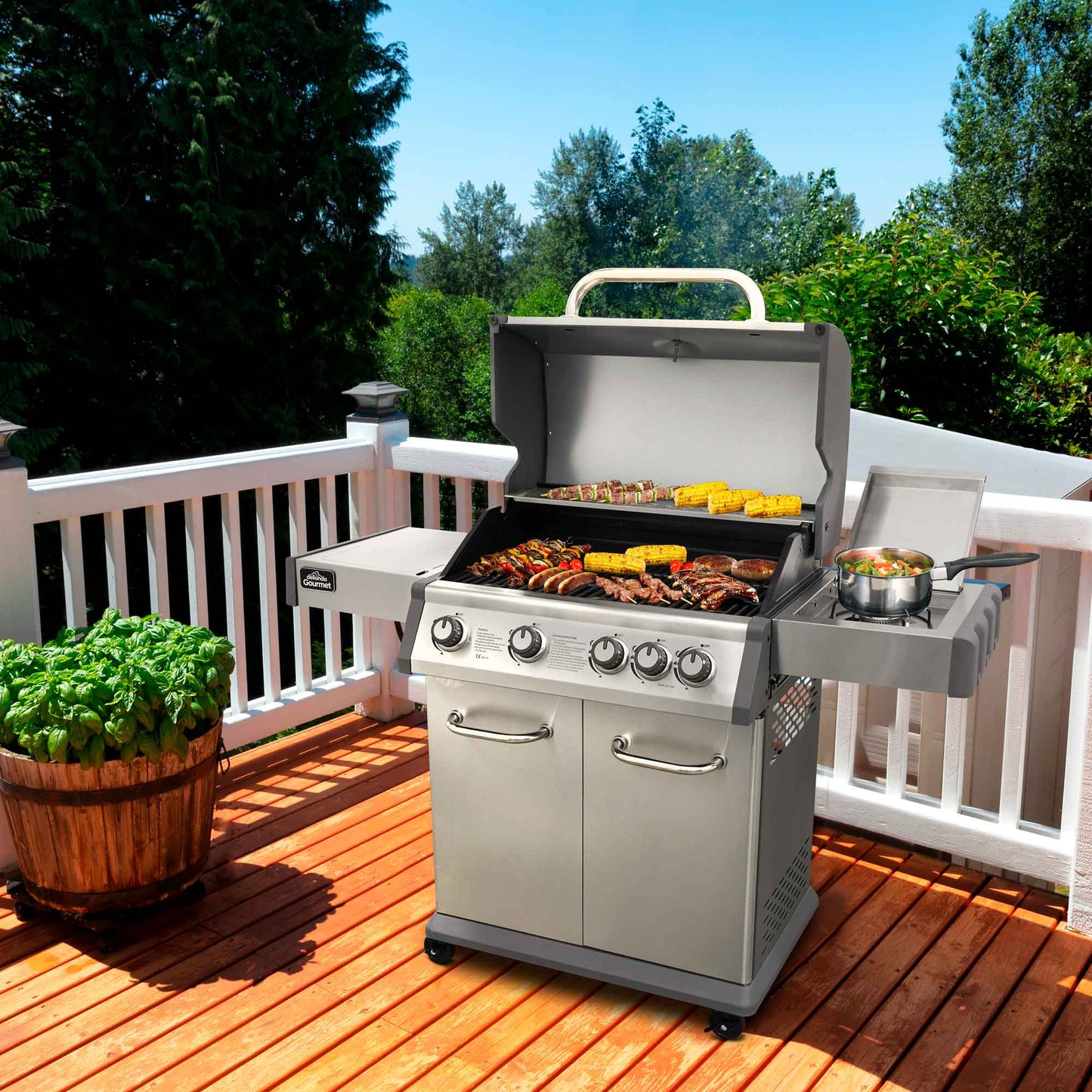 Dellonda 4+1 Burner Deluxe Gas BBQ & Water Resistant Cover, Stainless Steel - DG231