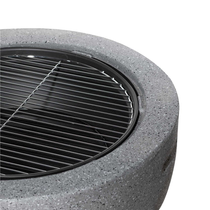 Round MgO Fire Pit with BBQ Grill, Ø60cm, Safety Mesh Screen - Dark Grey - DG189