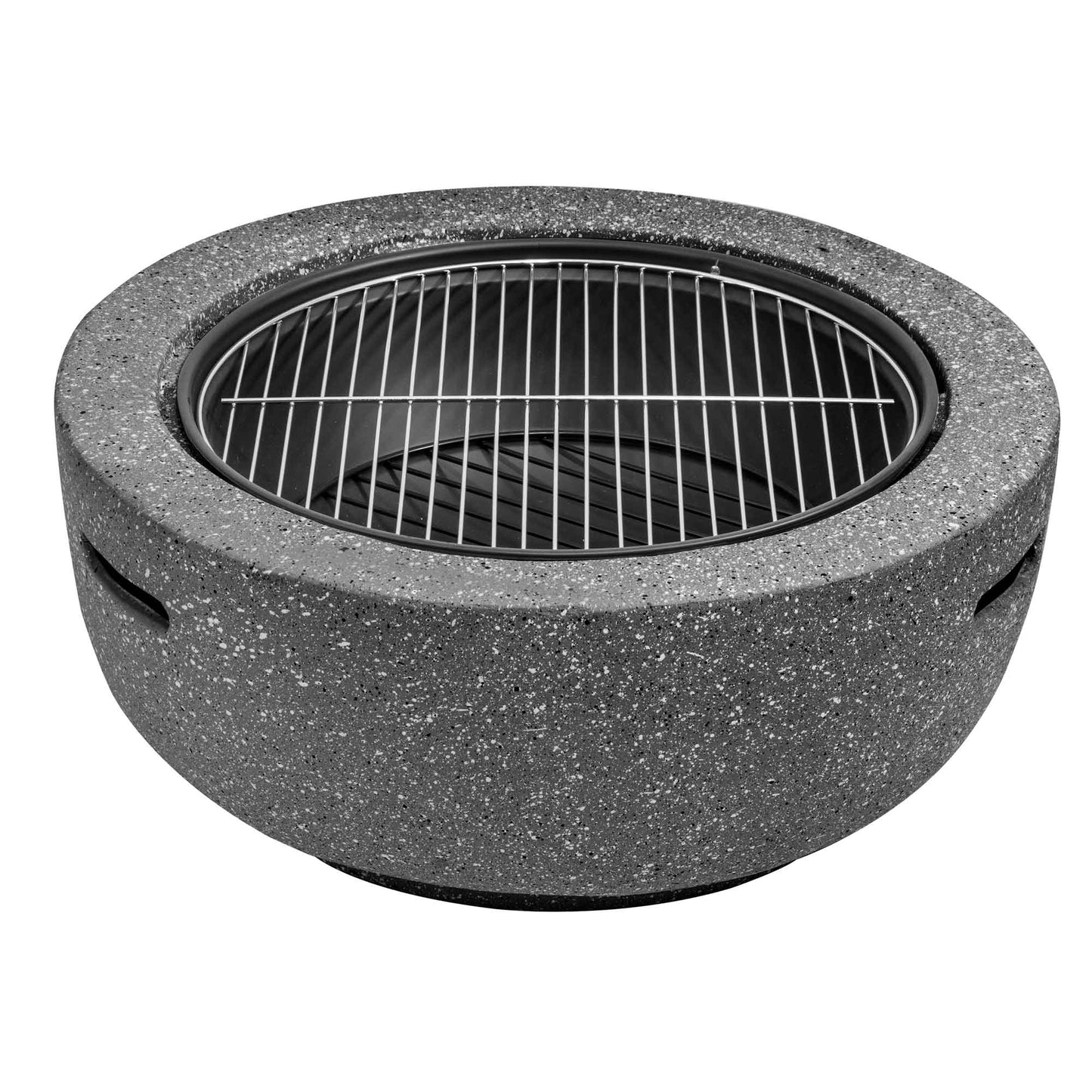 Round MgO Fire Pit with BBQ Grill, Ø60cm, Safety Mesh Screen - Dark Grey - DG189