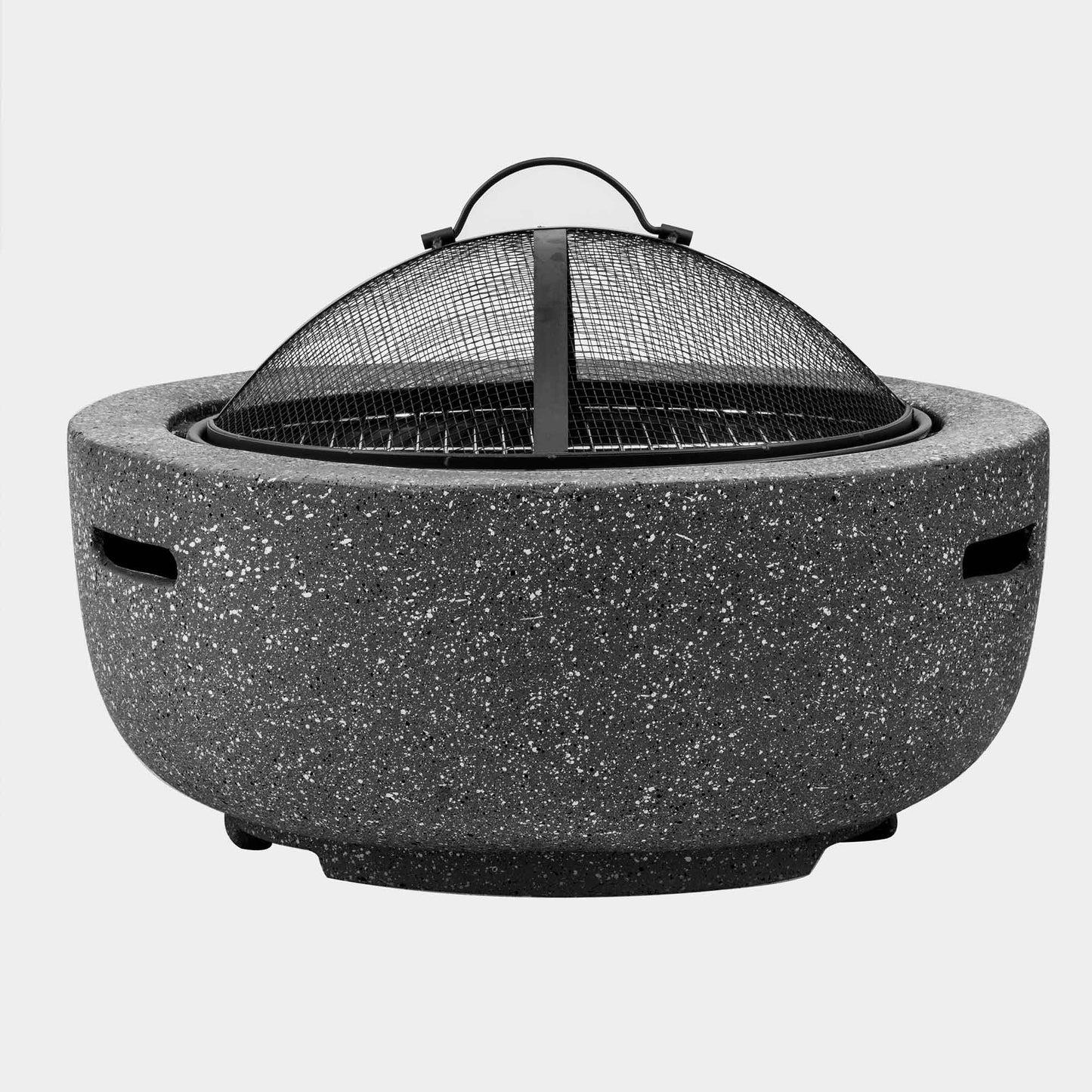 Round MgO Fire Pit with BBQ Grill, Ø60cm, Safety Mesh Screen - Dark Grey - DG189