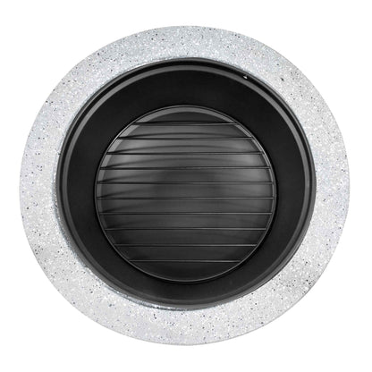 Round MgO Fire Pit with BBQ Grill, Ø75cm, Safety Mesh Screen, Light Grey - DG190