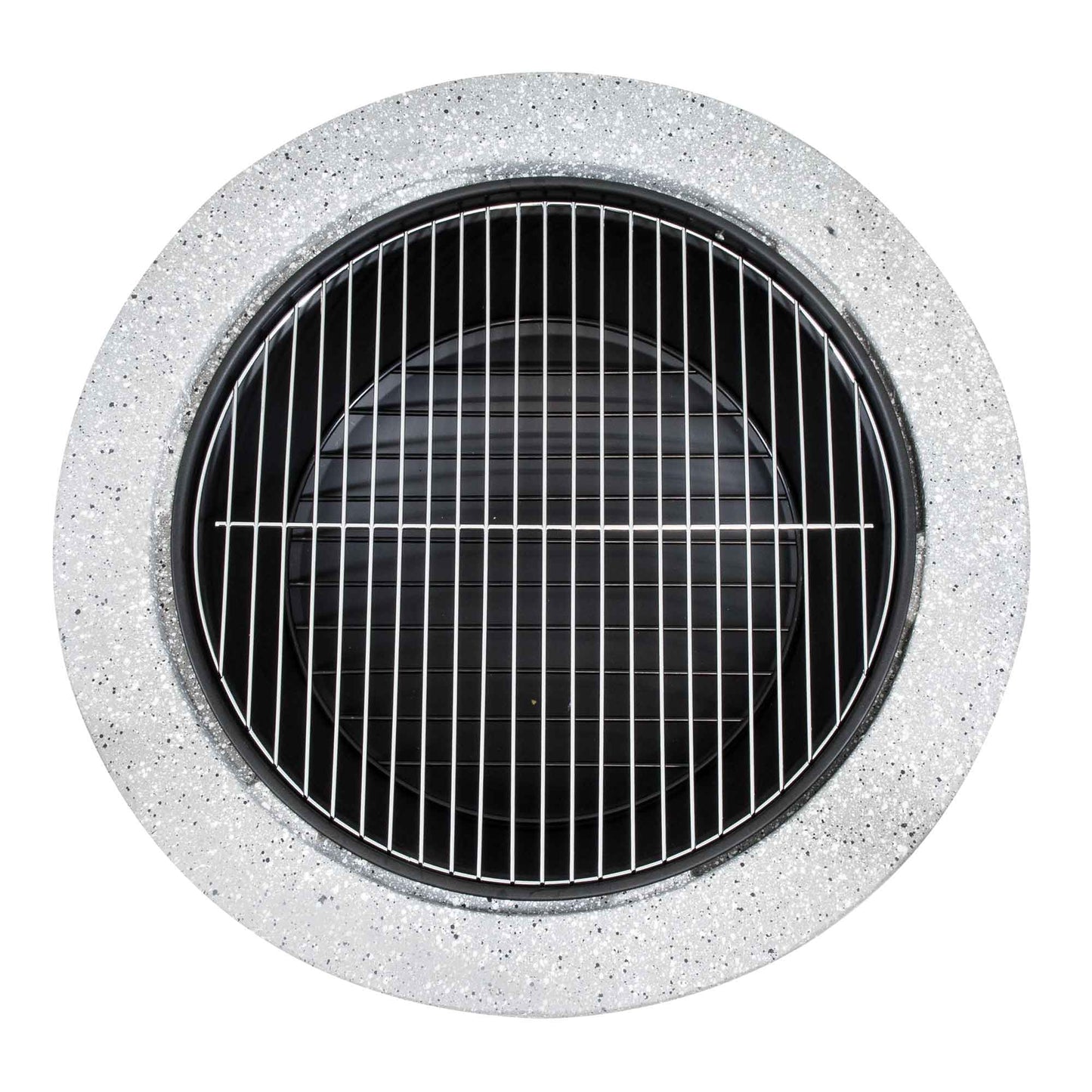 Round MgO Fire Pit with BBQ Grill, Ø75cm, Safety Mesh Screen, Light Grey - DG190