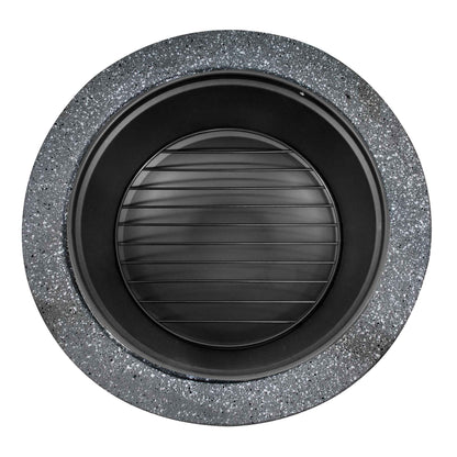 Round MgO Fire Pit with BBQ Grill, Ø75cm, Safety Mesh Screen, Dark Grey - DG191
