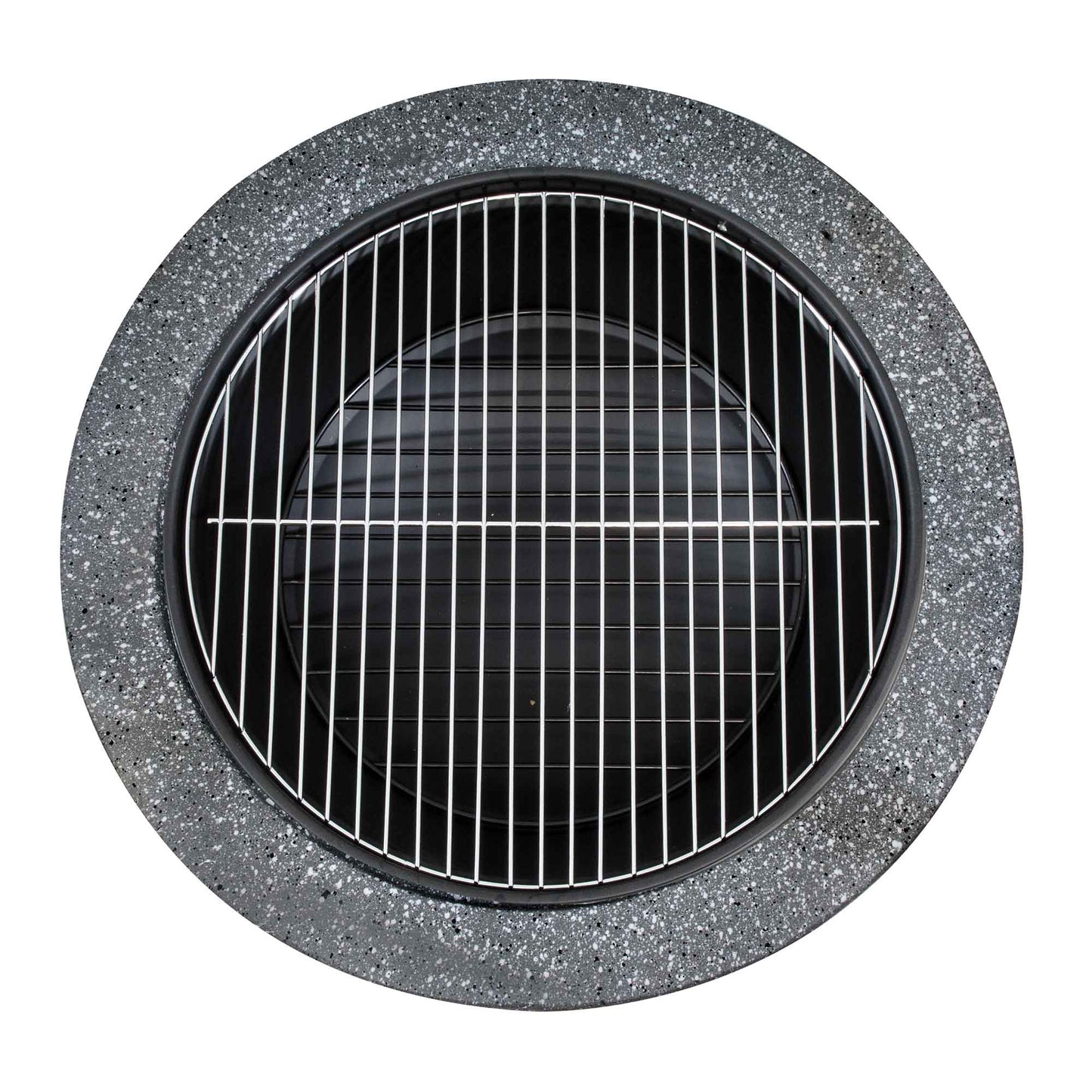 Round MgO Fire Pit with BBQ Grill, Ø75cm, Safety Mesh Screen, Dark Grey - DG191
