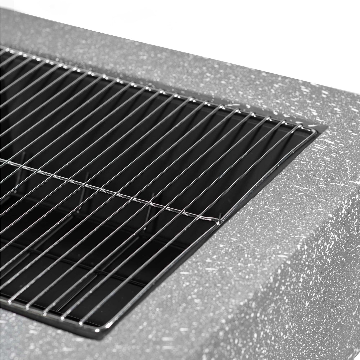 Square MgO Fire Pit with BBQ Grill, Safety Mesh Screen and Fire Poker, Dark Grey - DG193