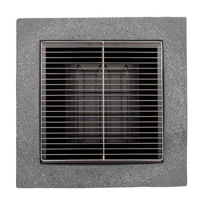 Square MgO Fire Pit with BBQ Grill, Safety Mesh Screen and Fire Poker, Dark Grey - DG193