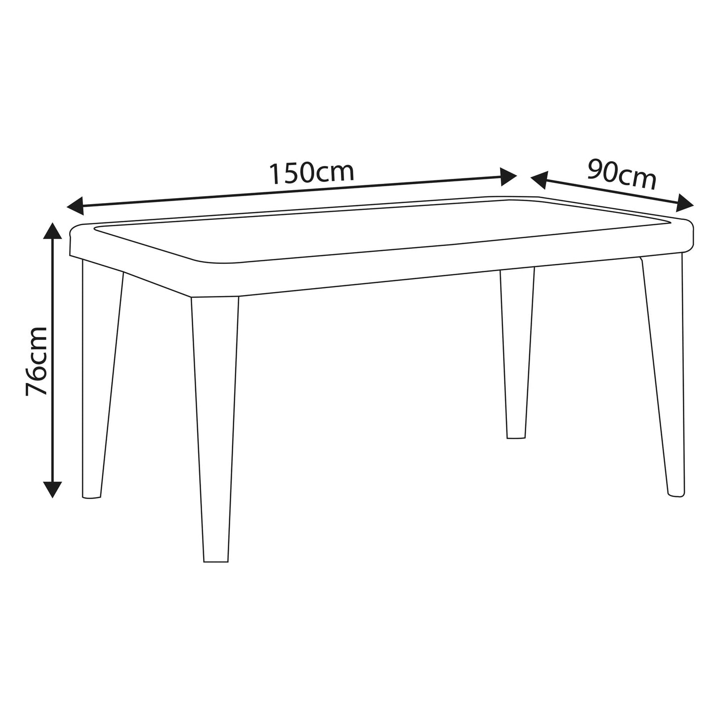 Outdoor Dining Table, Weather Resistant & Glass Top, 90x150cm (W x H) - Wenge - DG206