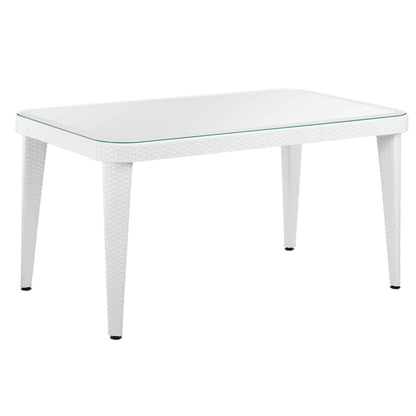 Outdoor Dining Table Weather Resistant PP/Fibreglass, 90x150cm (W x H), White - DG210