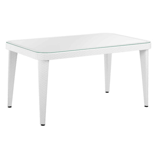 Outdoor Dining Table Weather Resistant PP/Fibreglass, 90x150cm (W x H), White - DG210
