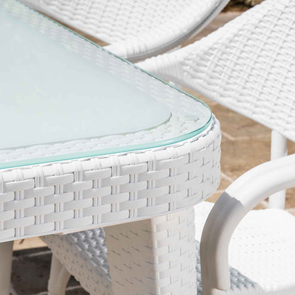 Outdoor Dining Table Weather Resistant PP/Fibreglass, 90x150cm (W x H), White - DG210