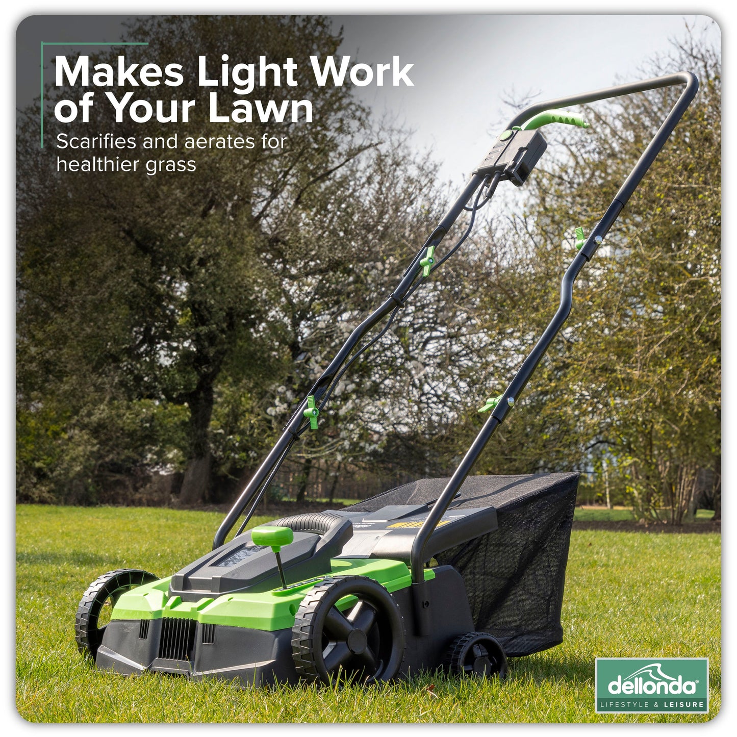 1500W Electric 2-in-1 Scarifier, 4-Heights, 36cm Cutting Width, 10m Cable - DG216