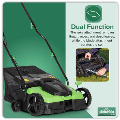 1500W Electric 2-in-1 Scarifier, 4-Heights, 36cm Cutting Width, 10m Cable - DG216