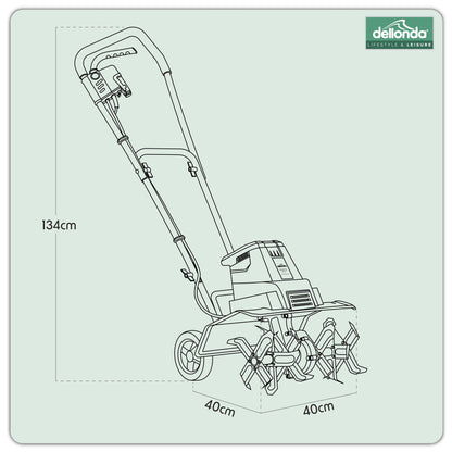 1500W Electric Tiller/Cultivator, 40cm Working Width, 6 Blades, 10m Cable - DG217