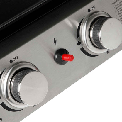 2 Burner Portable Gas Plancha 5kW BBQ Griddle, Stainless Steel - DG21