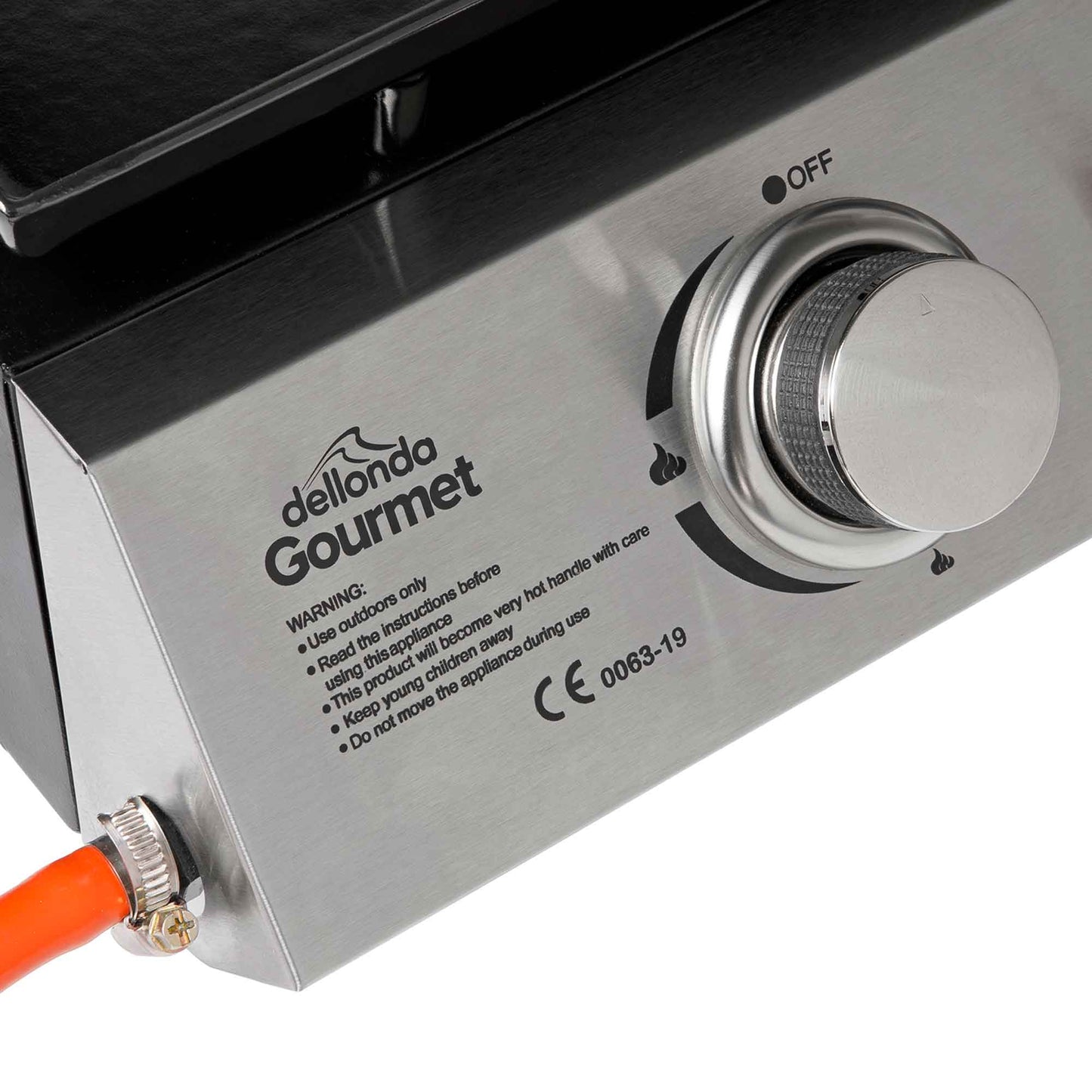 2 Burner Portable Gas Plancha 5kW BBQ Griddle with Cover, Stainless Steel - DG232