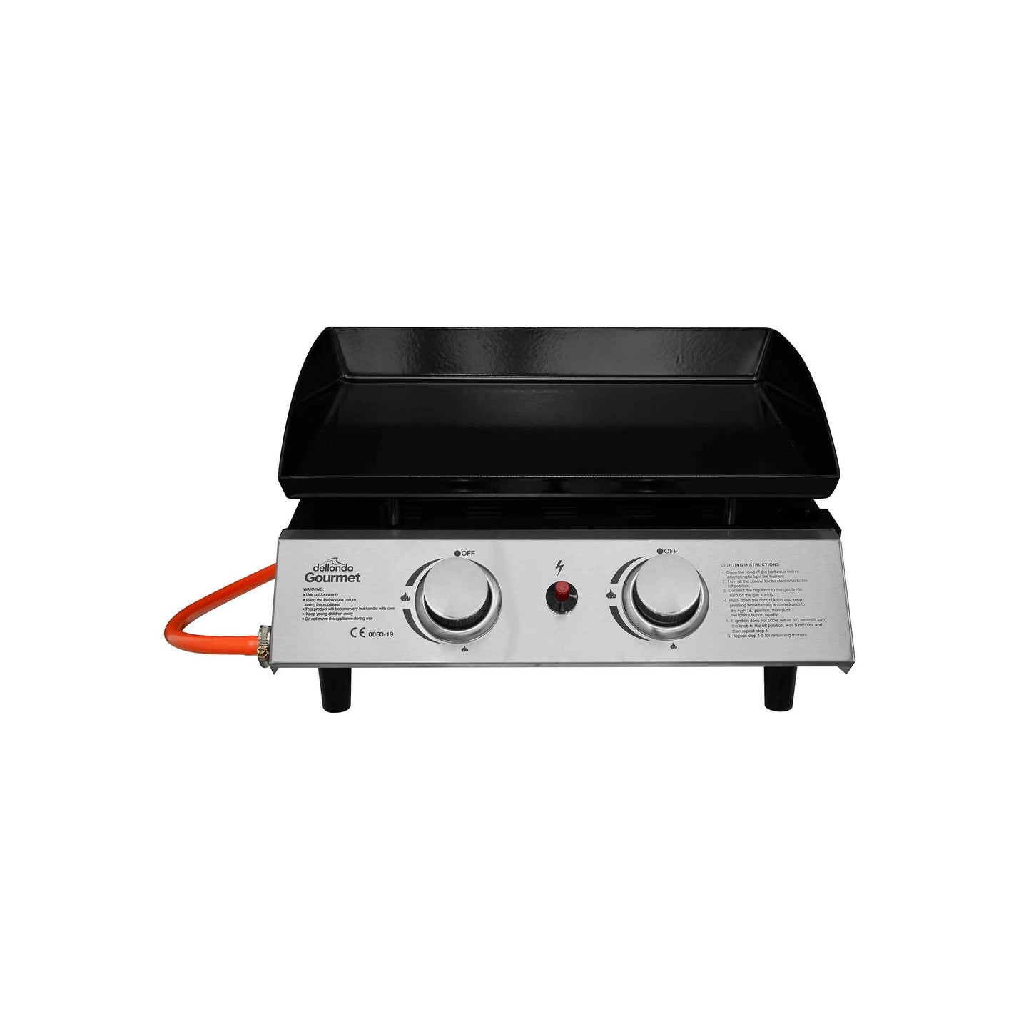 2 Burner Portable Gas Plancha 5kW BBQ Griddle, Stainless Steel - DG21