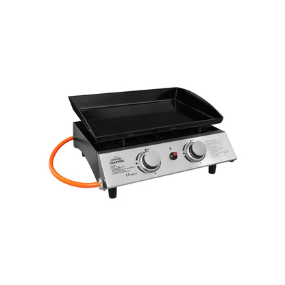 2 Burner Portable Gas Plancha 5kW BBQ Griddle, Stainless Steel - DG21