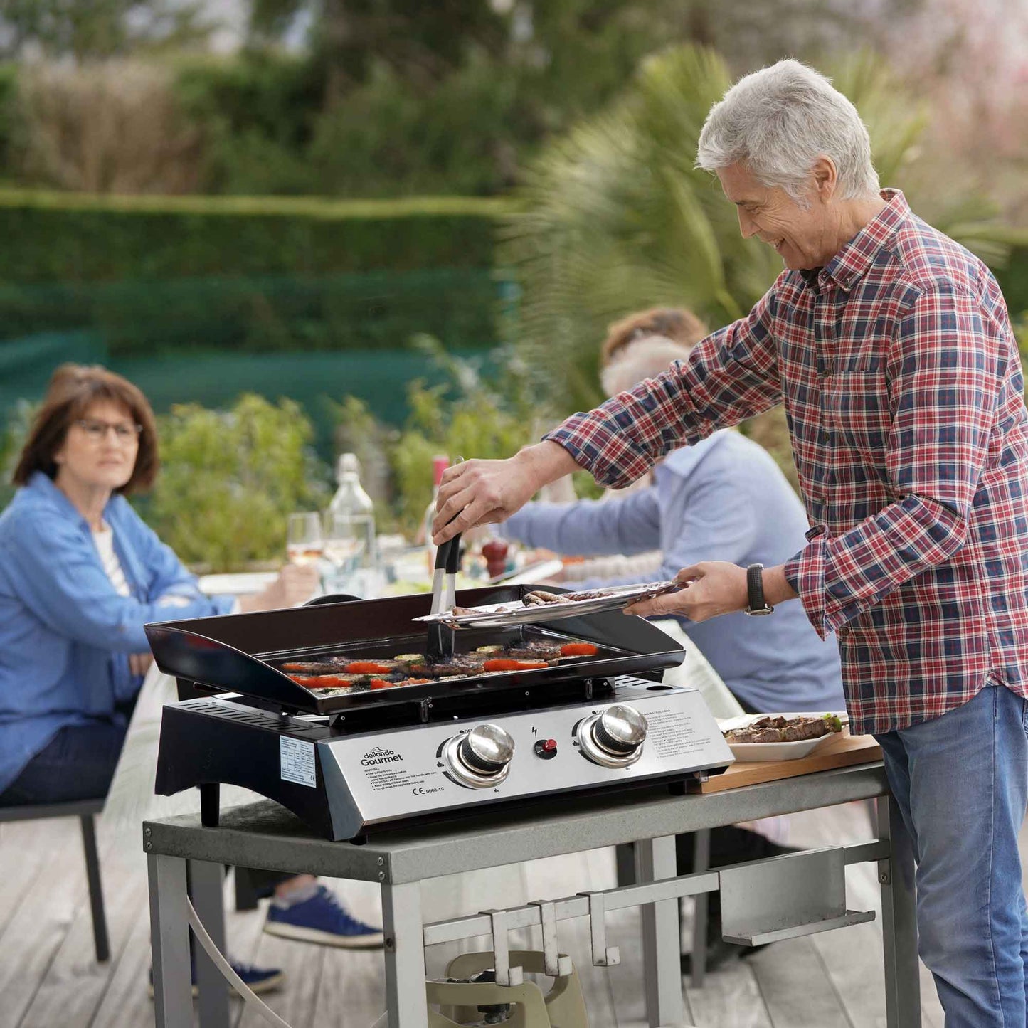 2 Burner Portable Gas Plancha 5kW BBQ Griddle with Cover, Stainless Steel - DG232