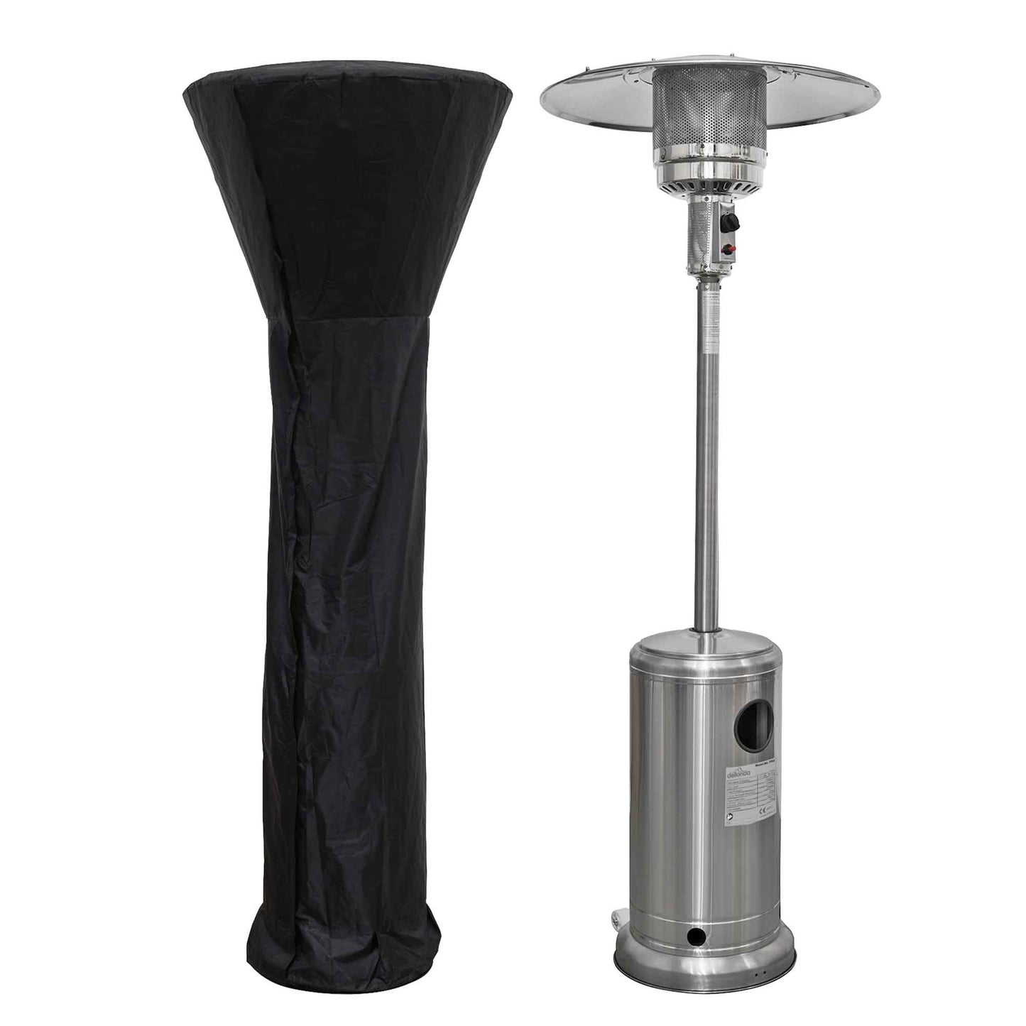 Freestanding Gas Patio Heater 13kW with Wheels & Cover, Stainless Steel - DG221