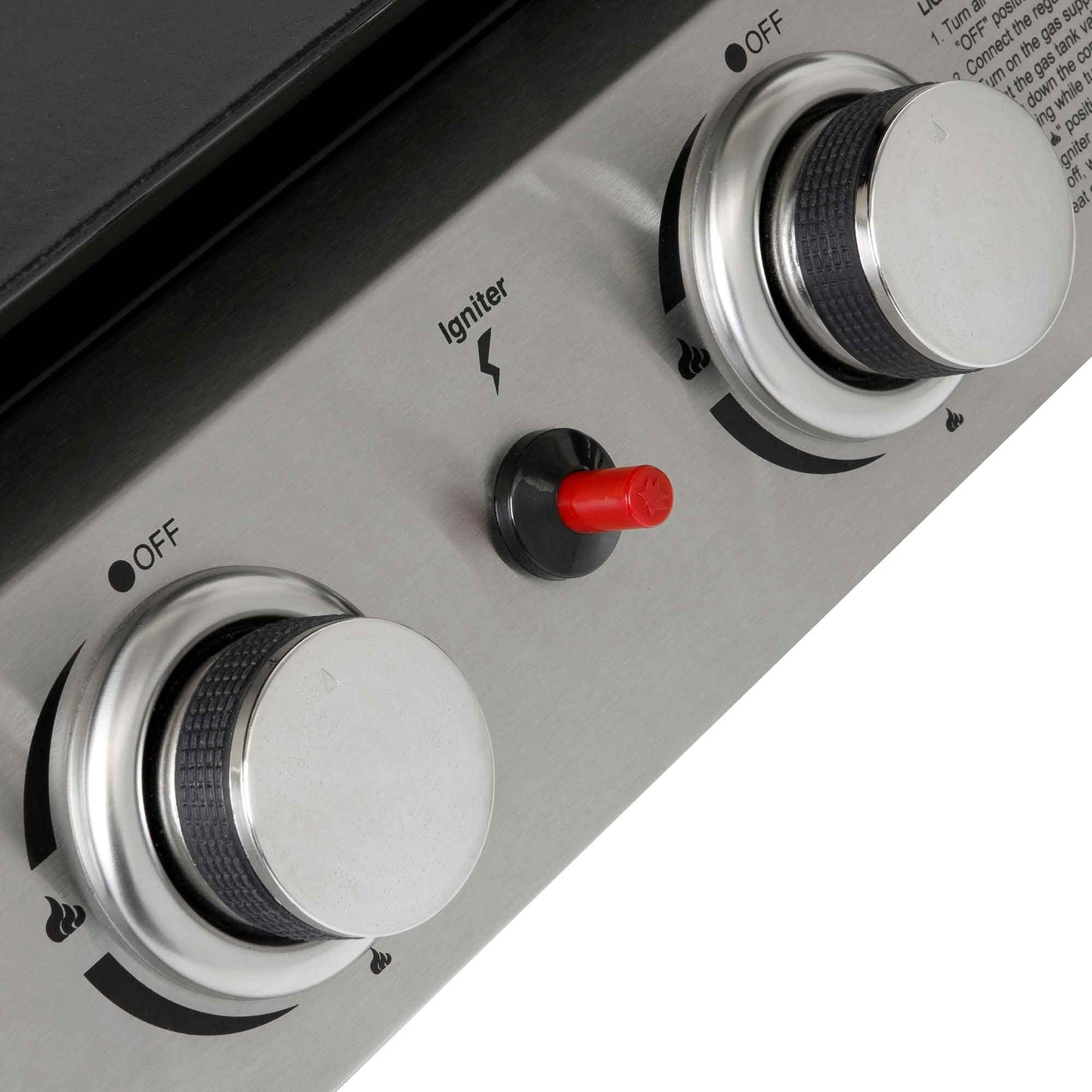 3 Burner Portable Gas Plancha 7.5kW BBQ Griddle, Stainless Steel - DG22