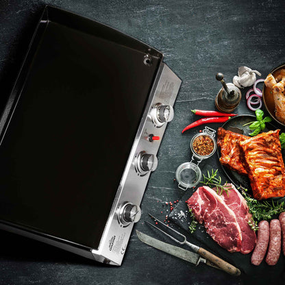 3 Burner Portable Gas Plancha 7.5kW BBQ Griddle, Stainless Steel - DG22