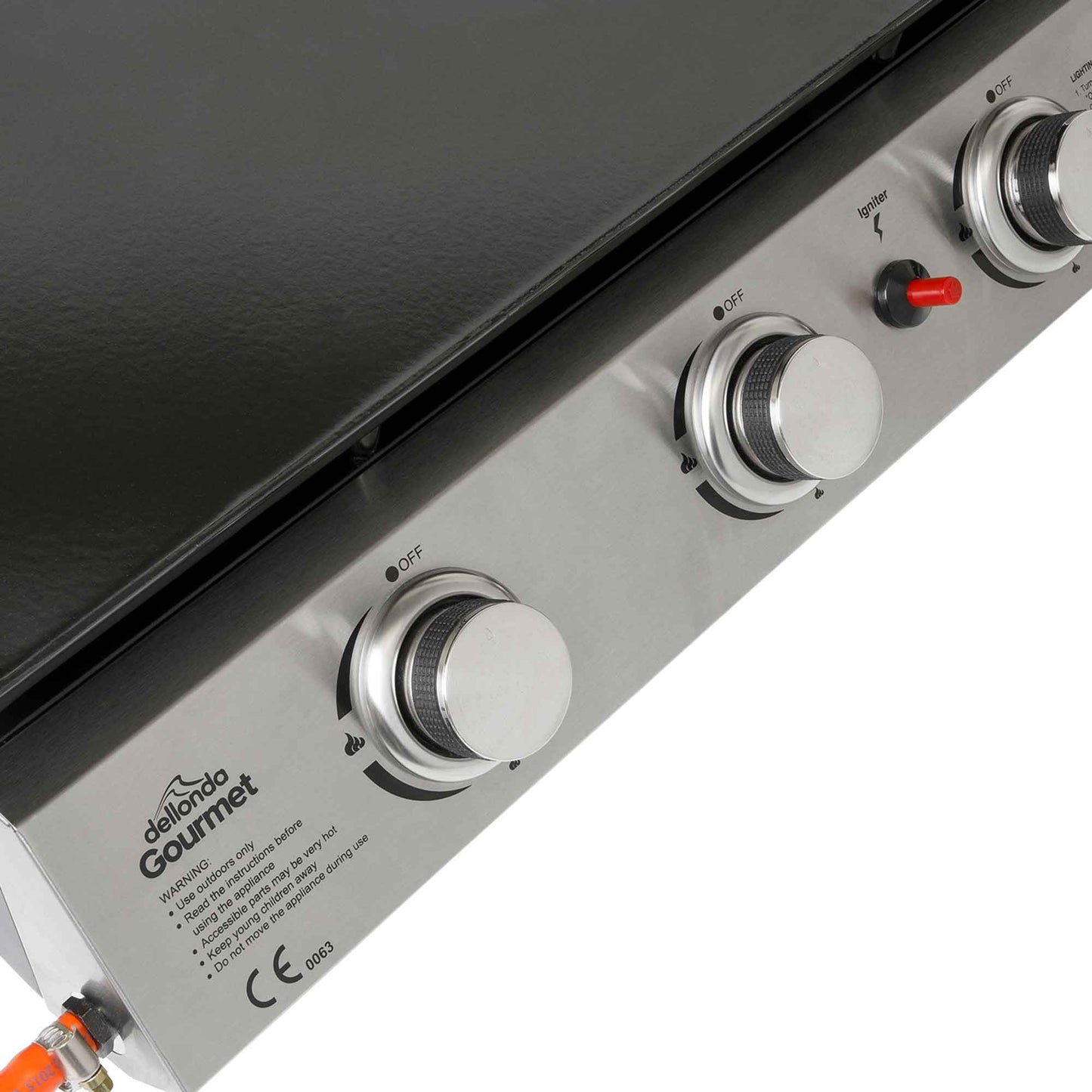 3 Burner Portable Gas Plancha 7.5kW BBQ Griddle with Cover, Stainless Steel - DG233