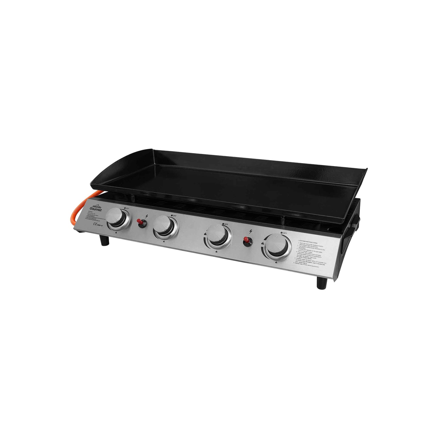 4 Burner Portable Gas Plancha 10kW BBQ Griddle, Stainless Steel - DG23