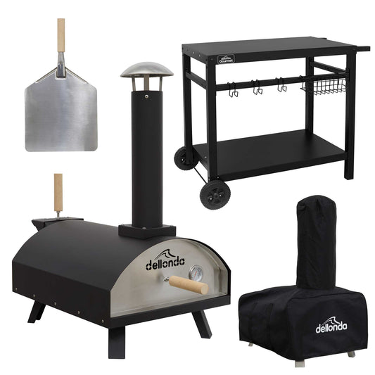 Portable Wood-Fired Pizza Oven with Cover/Carry Bag and Trolley - DG258