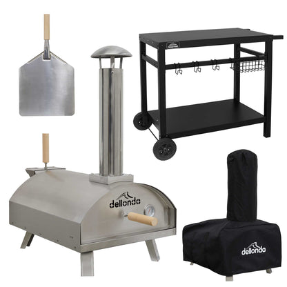 Portable Wood-Fired Stainless Steel Pizza Oven with Cover/Carry Bag and Trolley - DG259