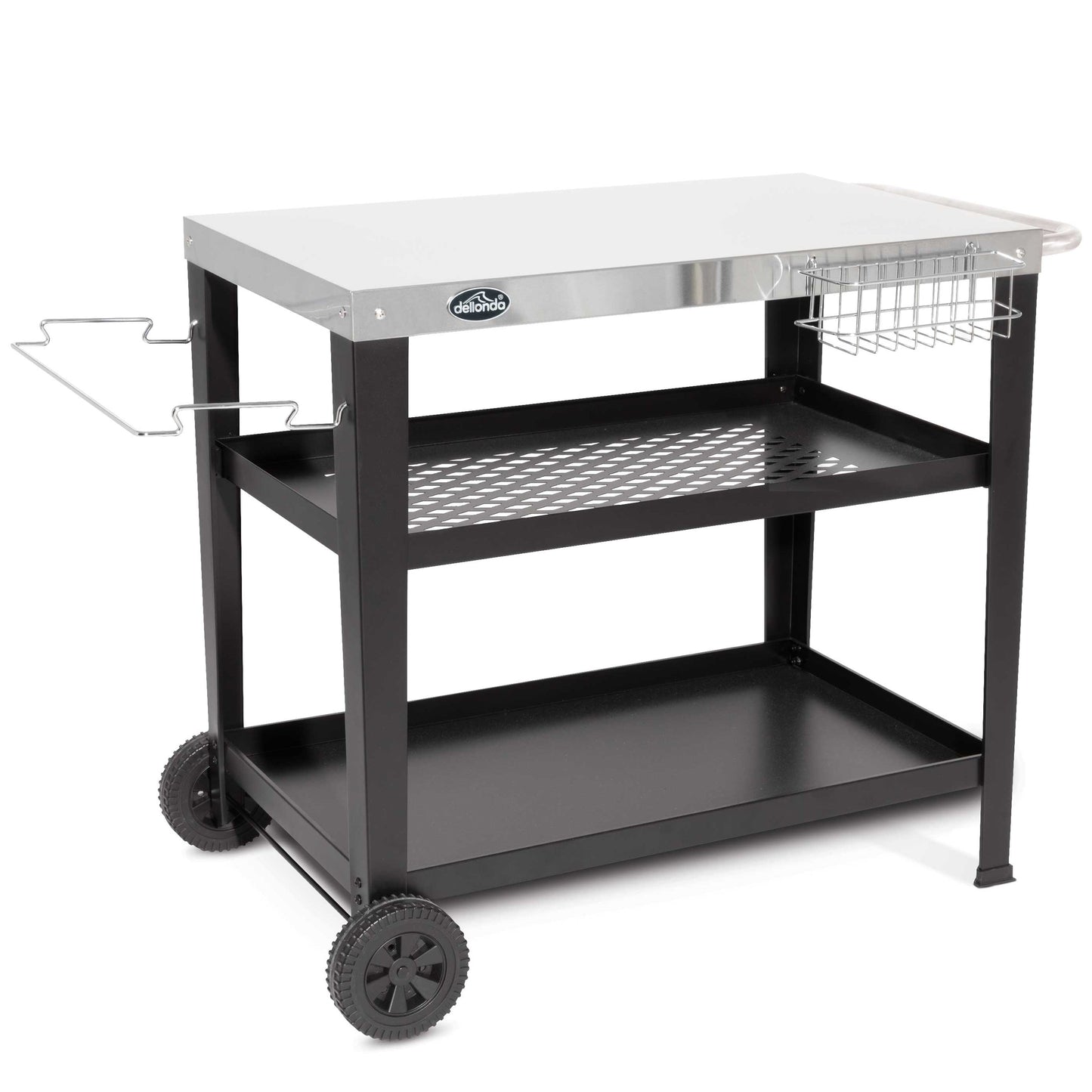 Barbecue/Plancha Trolley for Outdoor Grilling/Cooking with Utensil Holder, Stainless Steel - DG263