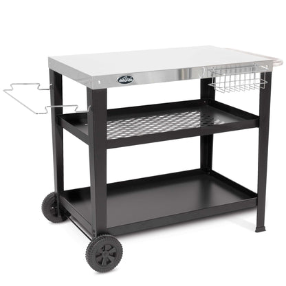 Barbecue/Plancha Trolley for Outdoor Grilling/Cooking with Utensil Holder, Stainless Steel - DG263
