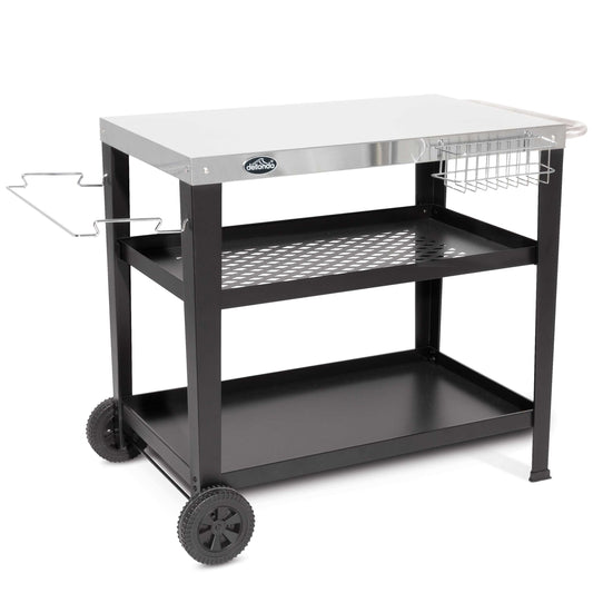 Barbecue/Plancha Trolley for Outdoor Grilling/Cooking with Utensil Holder, Stainless Steel - DG263
