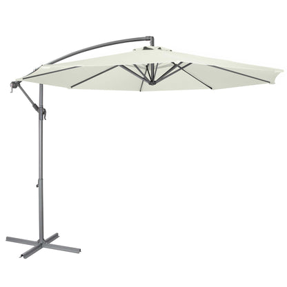 Ø3m Banana Parasol/Umbrella, Cover and Base Bundle, 8 Rib, Crank Handle, Cream Canopy - DG271