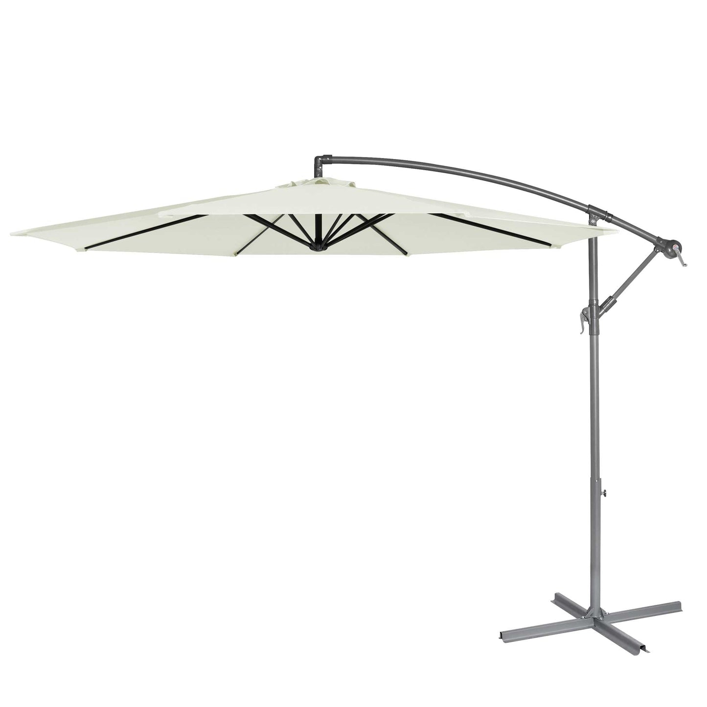 Ø3m Banana Parasol/Umbrella, Cover and Base Bundle, 8 Rib, Crank Handle, Cream Canopy - DG271