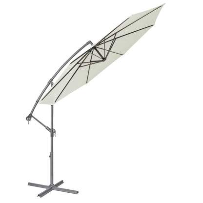 Ø3m Banana Parasol/Umbrella, Cover and Base Bundle, 8 Rib, Crank Handle, Cream Canopy - DG271