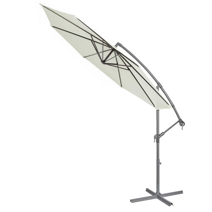 Ø3m Banana Parasol/Umbrella with Cover & Crank Handle - Cream - DG265