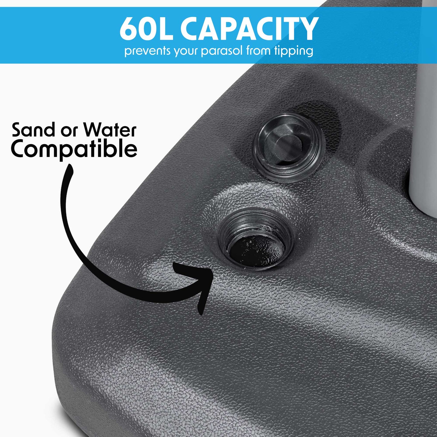 Ø3m Banana Parasol/Umbrella, Cover and Base Bundle, 8 Rib, Crank Handle, Cream Canopy - DG271