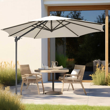 Ø3m Garden/Patio Cantilever Parasol/Umbrella, 360° Rotation, Tilt and Cover, Cream - DG268