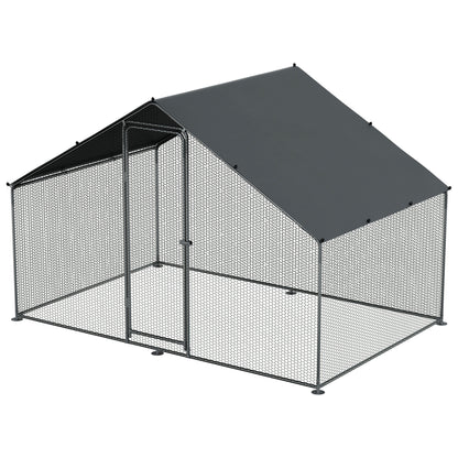 3x2x2m Walk-In Galvanised Steel Chicken Run with Roof Cover & PVC Coated Chicken Wire - DG278