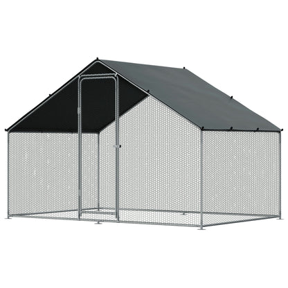 3x2x2m Walk-In Galvanised Steel Chicken Run with Roof Cover & PVC Coated Chicken Wire - DG278