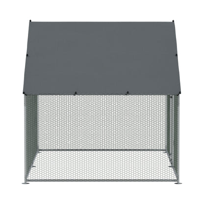 3x2x2m Walk-In Galvanised Steel Chicken Run with Roof Cover & PVC Coated Chicken Wire - DG278