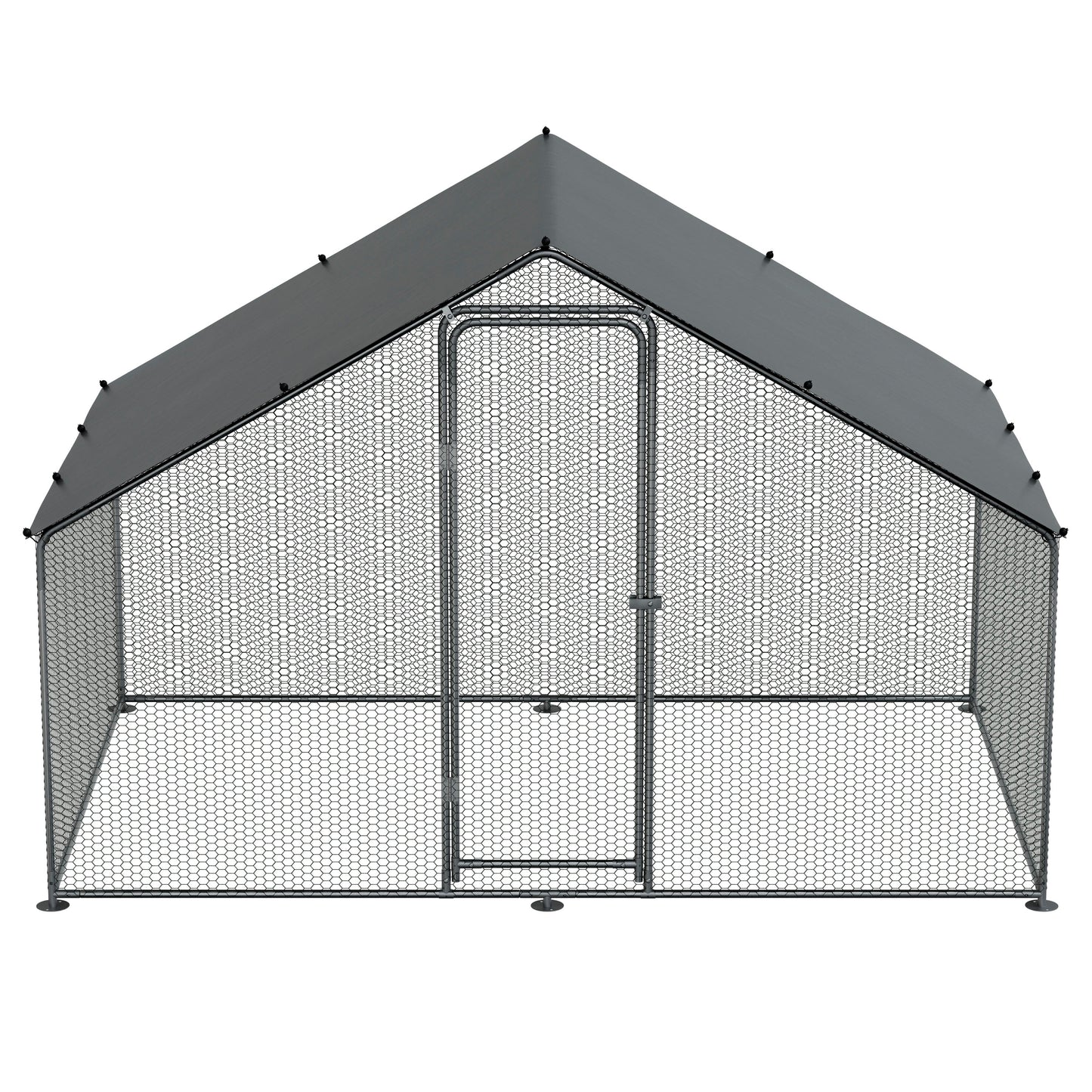 3x2x2m Walk-In Galvanised Steel Chicken Run with Roof Cover & PVC Coated Chicken Wire - DG278