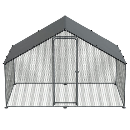 3x2x2m Walk-In Galvanised Steel Chicken Run with Roof Cover & PVC Coated Chicken Wire - DG278