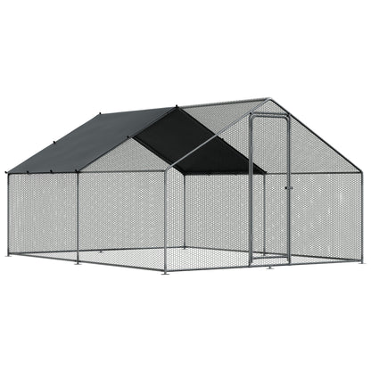 3x4m Walk-In Galvanized Steel Chicken Run with Solar Roof Cover & PVC Coated Chicken Wire, For Chickens, Ducks, Fowl and  Poultry - DG279
