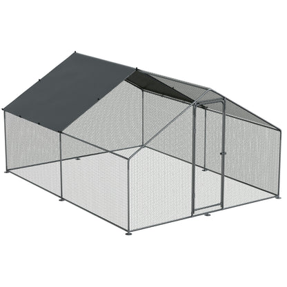 3x4m Walk-In Galvanized Steel Chicken Run with Solar Roof Cover & PVC Coated Chicken Wire, For Chickens, Ducks, Fowl and  Poultry - DG279