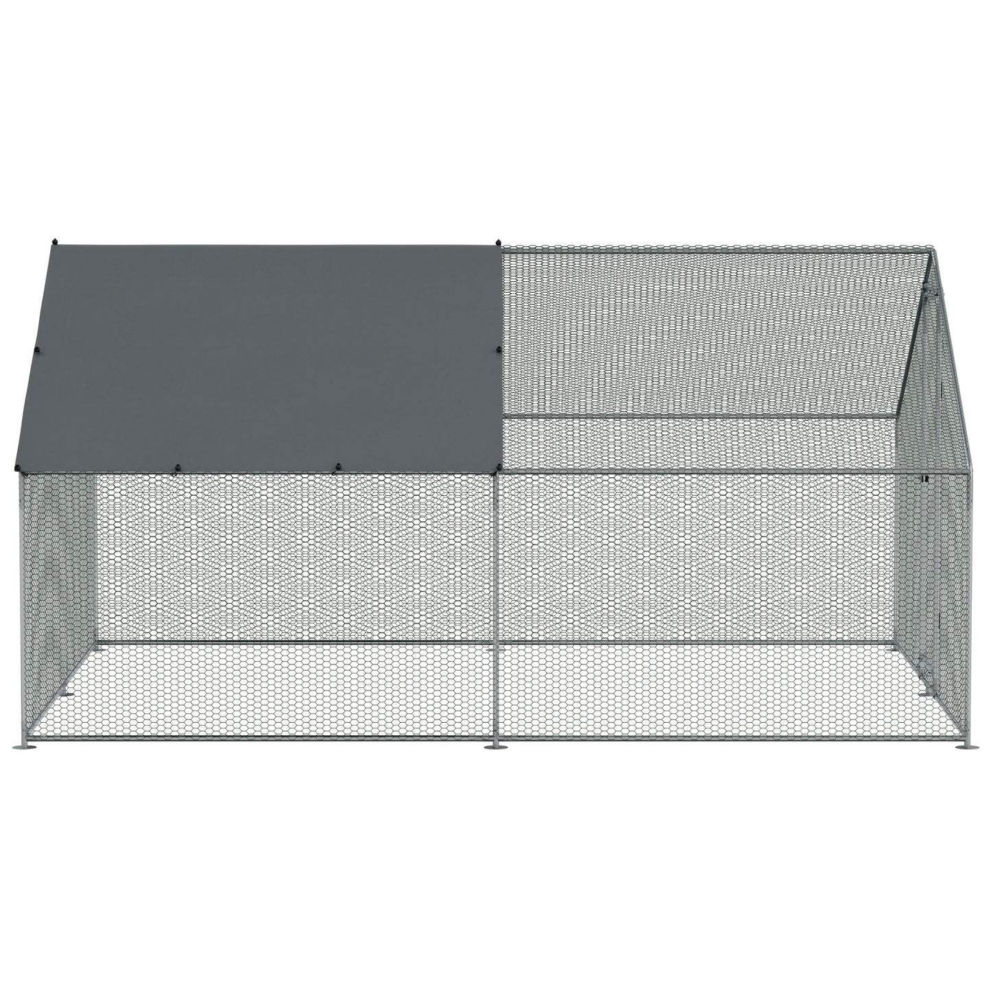 3x4m Walk-In Galvanized Steel Chicken Run with Solar Roof Cover & PVC Coated Chicken Wire, For Chickens, Ducks, Fowl and  Poultry - DG279