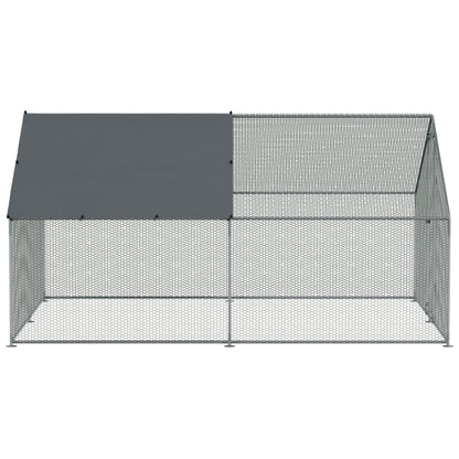 3x4m Walk-In Galvanized Steel Chicken Run with Solar Roof Cover & PVC Coated Chicken Wire, For Chickens, Ducks, Fowl and  Poultry - DG279