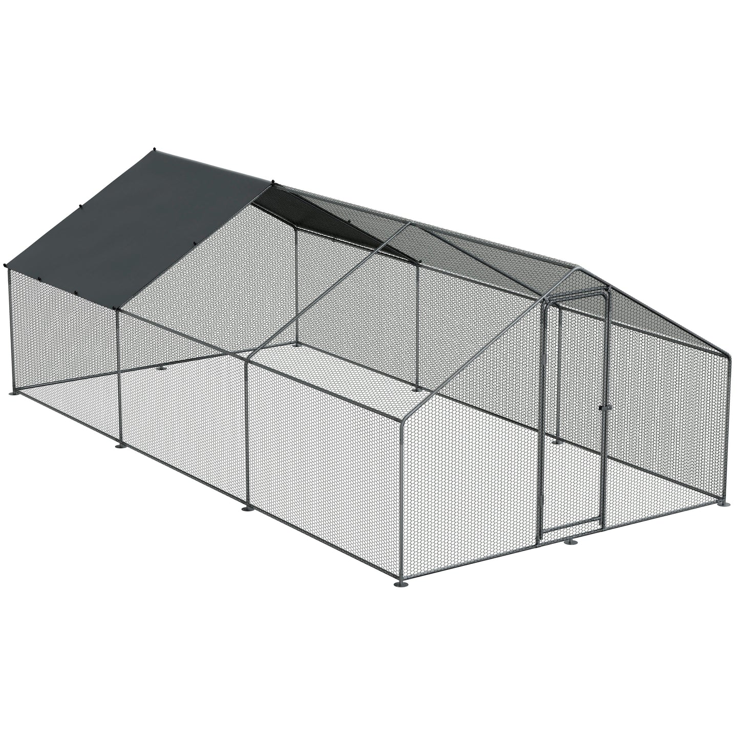 3x6x2m Walk-In Galvanised Steel Chicken Run with Roof Cover & PVC Coated Chicken Wire - DG280