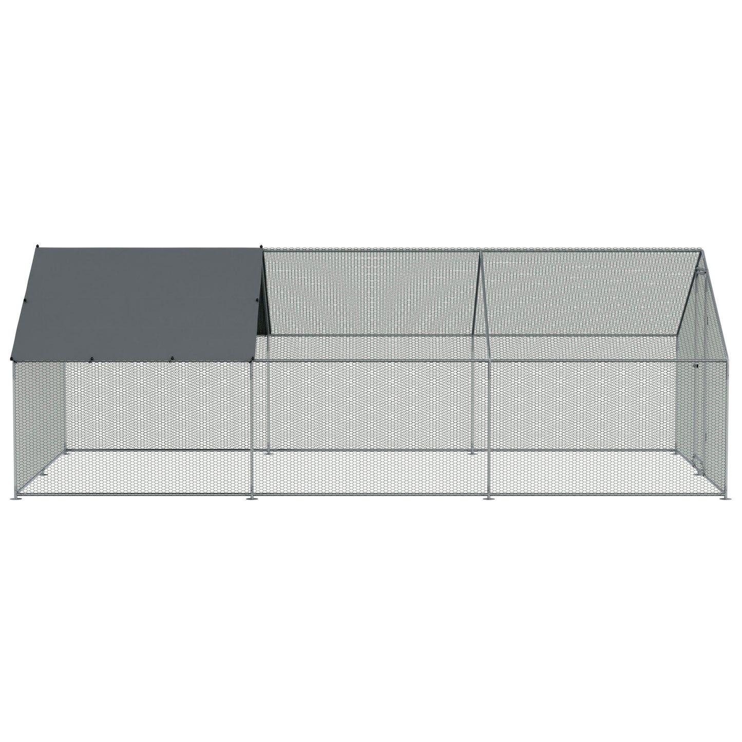 3x6x2m Walk-In Galvanised Steel Chicken Run with Roof Cover & PVC Coated Chicken Wire - DG280