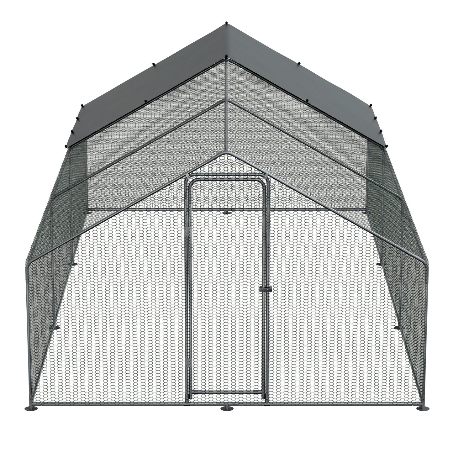 3x6x2m Walk-In Galvanised Steel Chicken Run with Roof Cover & PVC Coated Chicken Wire - DG280